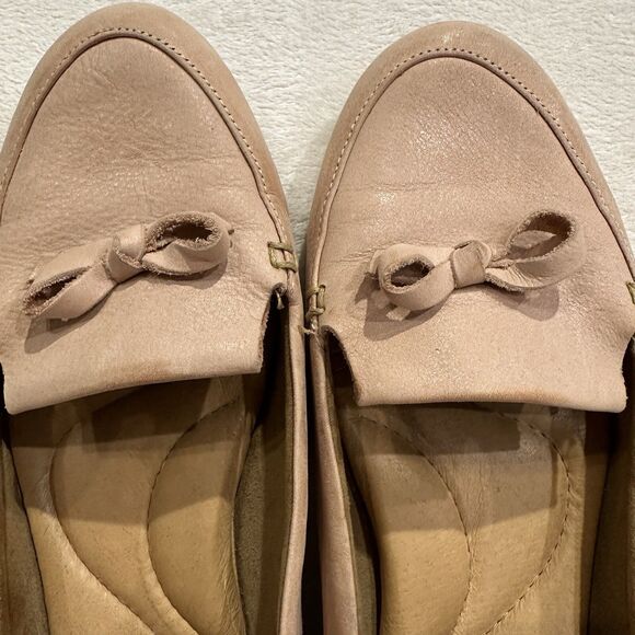 Born Women's Size 9 Flat Loafer Slip on Mahwah Pink Beige Bow Detail Soft Comfy - Picture 5 of 10